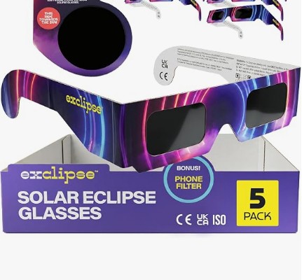 exclipse Solar Eclipse Glasses with Phone Filter – ISO 12312-2 & CE & UKCA Certified Sun Viewing Glasses + Smartphone Filter, AAS 2026